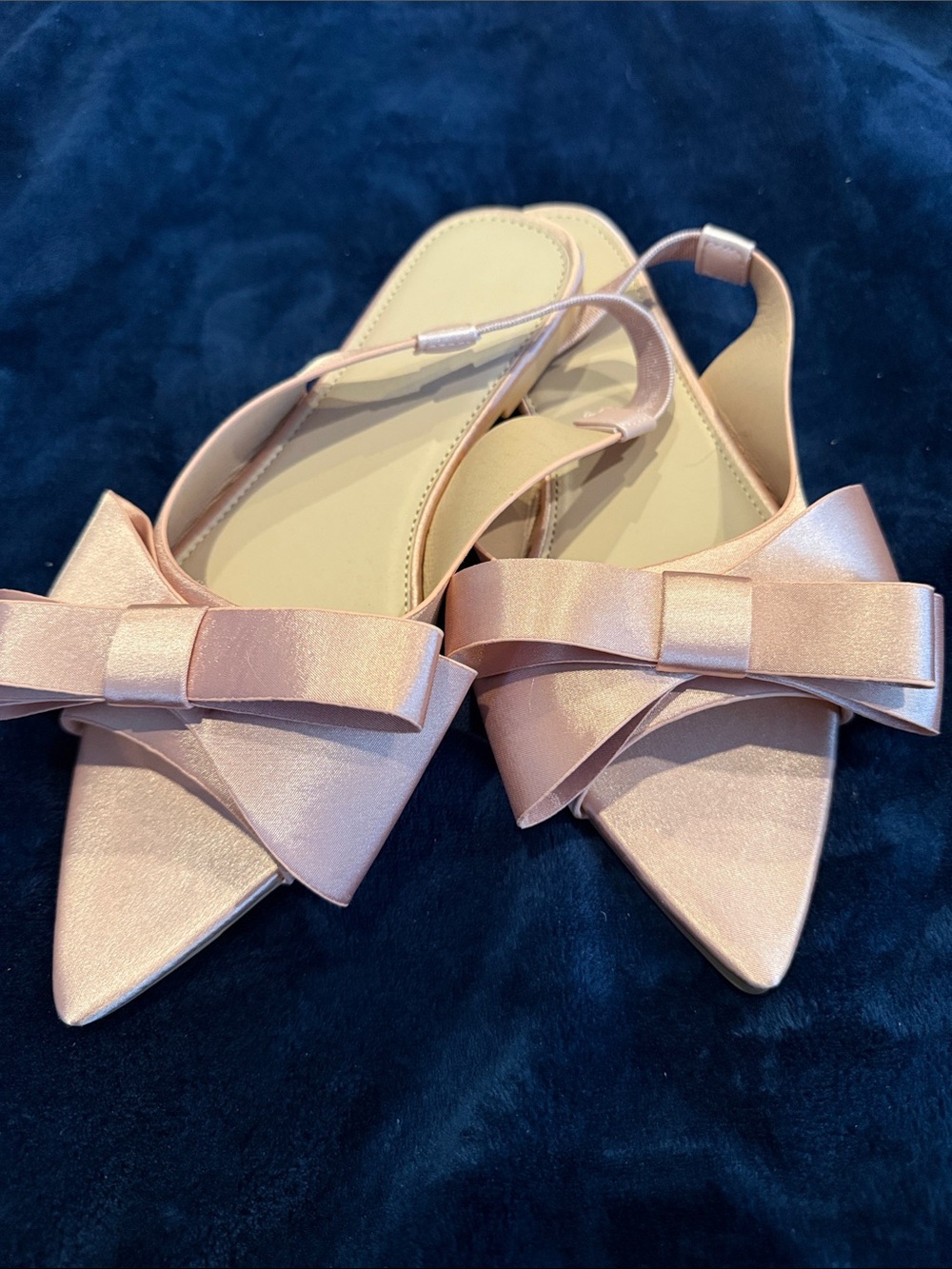 Women's Pink Bow Pointed-Toe Slingback Flats. NWOB Size 9